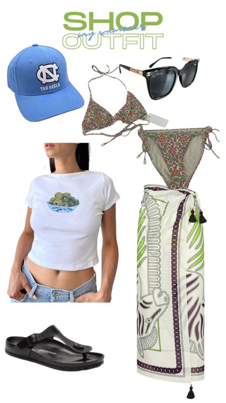 Summer outfit, Tory Burch bikini, Tory Burch cover up, Amazon graphic tee, NC baseball hat, Chanel sunglasses, Birkenstock sandals 

#LTKFindsUnder100 #LTKFindsUnder50 #LTKSwim