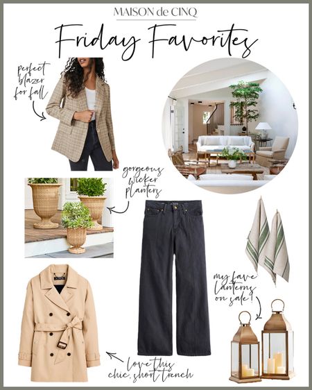 So many great finds for Friday Favorites today like the cutest trench coat, fave lanterns on sale, plaid blazers, cute wide leg jeans and more!

#homedecor #falldecor #falloutfit #denim #nordstrom #potterybarn #jcrew 

#LTKhome #LTKSeasonal #LTKover40