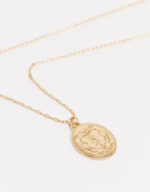 ASOS DESIGN neckchain with coin pendant in gold tone | ASOS (Global)