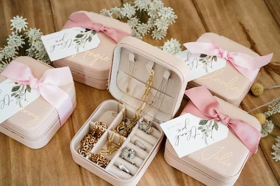 Bridesmaid Gifts| Jewelry Box| Bridesmaid Proposal| Personalized Travel Jewelry Case| Bridal Wedd... | Etsy (US)