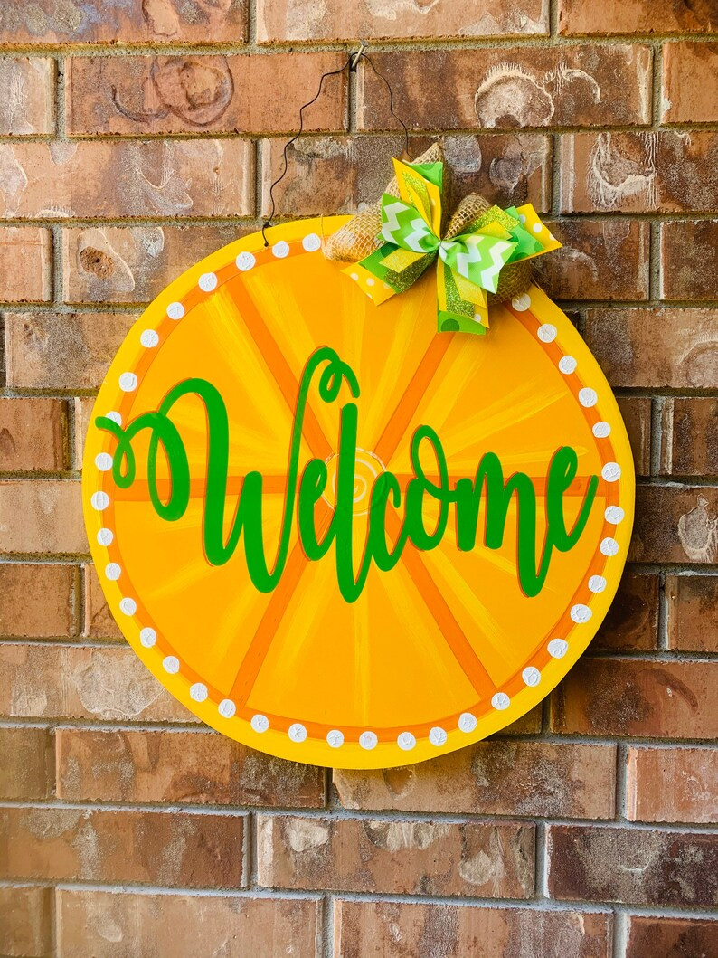 Summer Door Hanger, Lemon Door Hanger, Summer wreath, summer decor, lemon wreath, lemon decor, po... | Etsy (US)