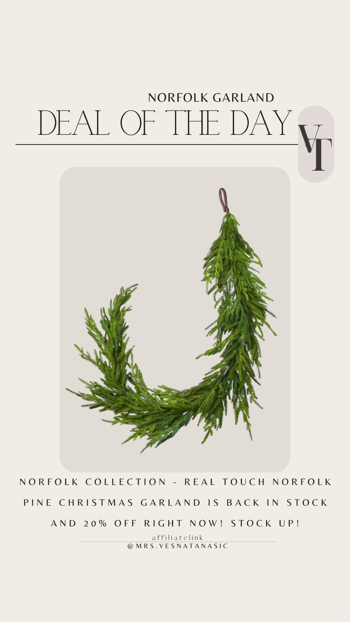 Norfolk Collection - Real Touch Norfolk Pine Christmas garland is back in stock and 20% off right now! Stock up!


Norfolk garland, Christmas garland, real touch Norfolk garland, 

#LTKSaleAlert #LTKSummerSales #LTKSeasonal