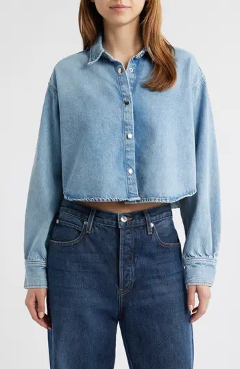 FRAME The Swing Crop Denim Shirt in Flightless at Nordstrom Rack, Size X-Large | Nordstrom Rack