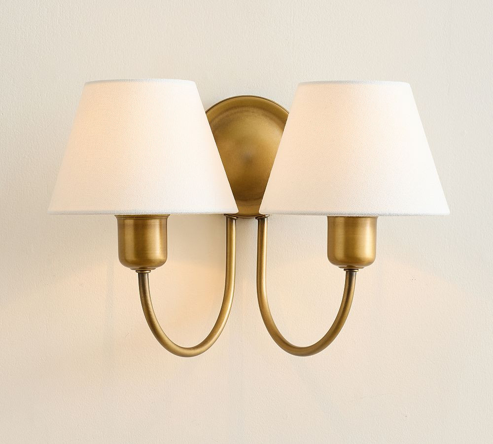 Holmes Linen Shade Double Sconce (15") | Pottery Barn (US)