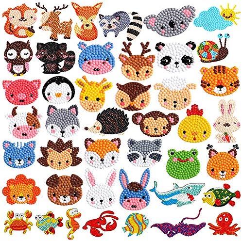 Labeol 42Pcs 5D Diamond Painting Stickers Kits for Kids Arts and Crafts for Kids Ages 8-12 Easy t... | Amazon (US)