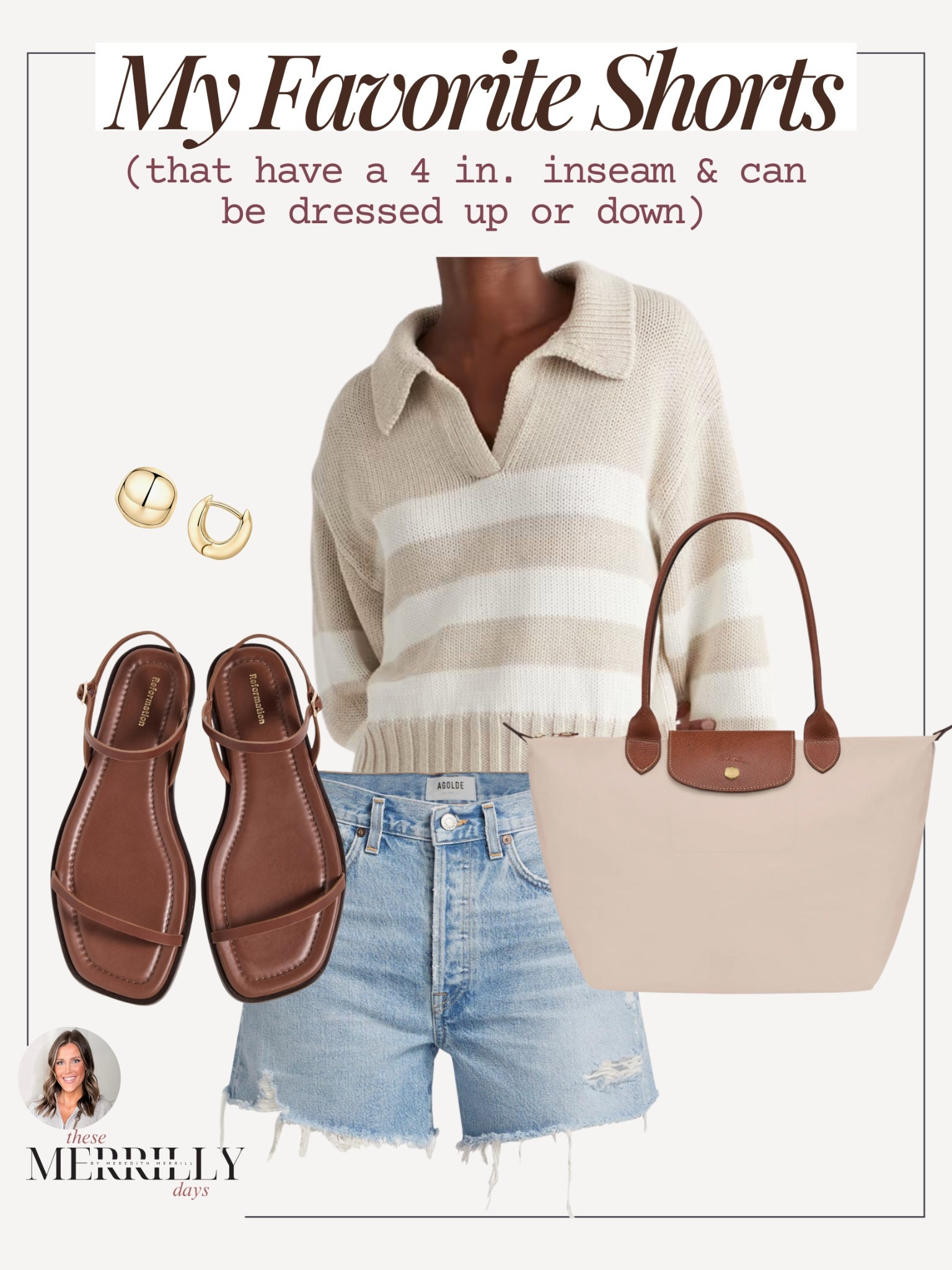 Love this neutral look with rich brown tones for Spring! These shorts are the best long denim style 👌🏼 true to size 

#LTKShoeCrush #LTKStyleTip #LTKItBag