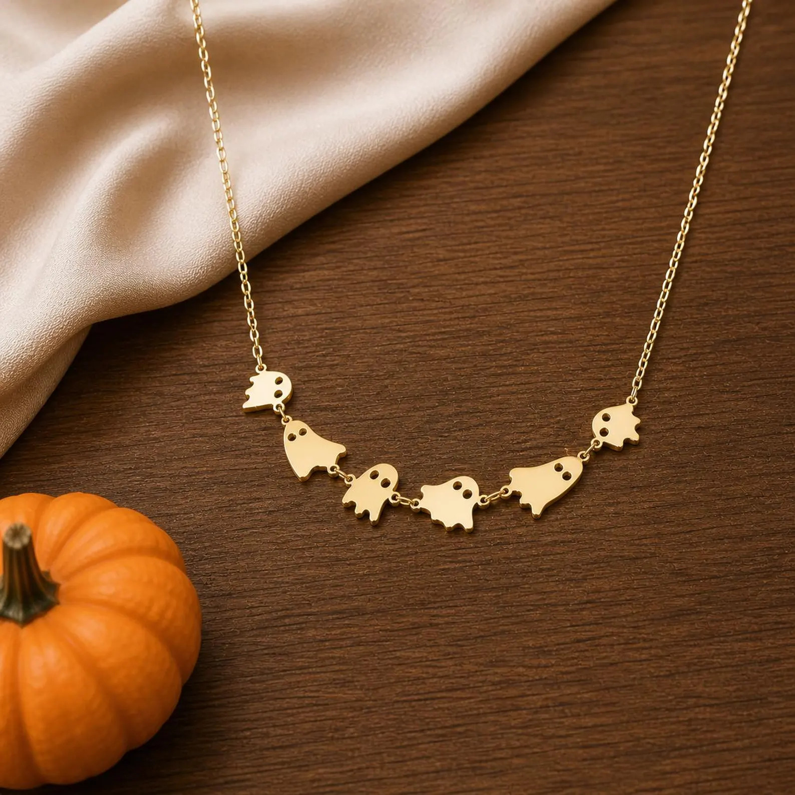 Halloween Ghost Necklace, Minimalist Jewelry, Funny Ghost Necklace, Dainty Ghost Necklace, Cute G... | Etsy (Global)