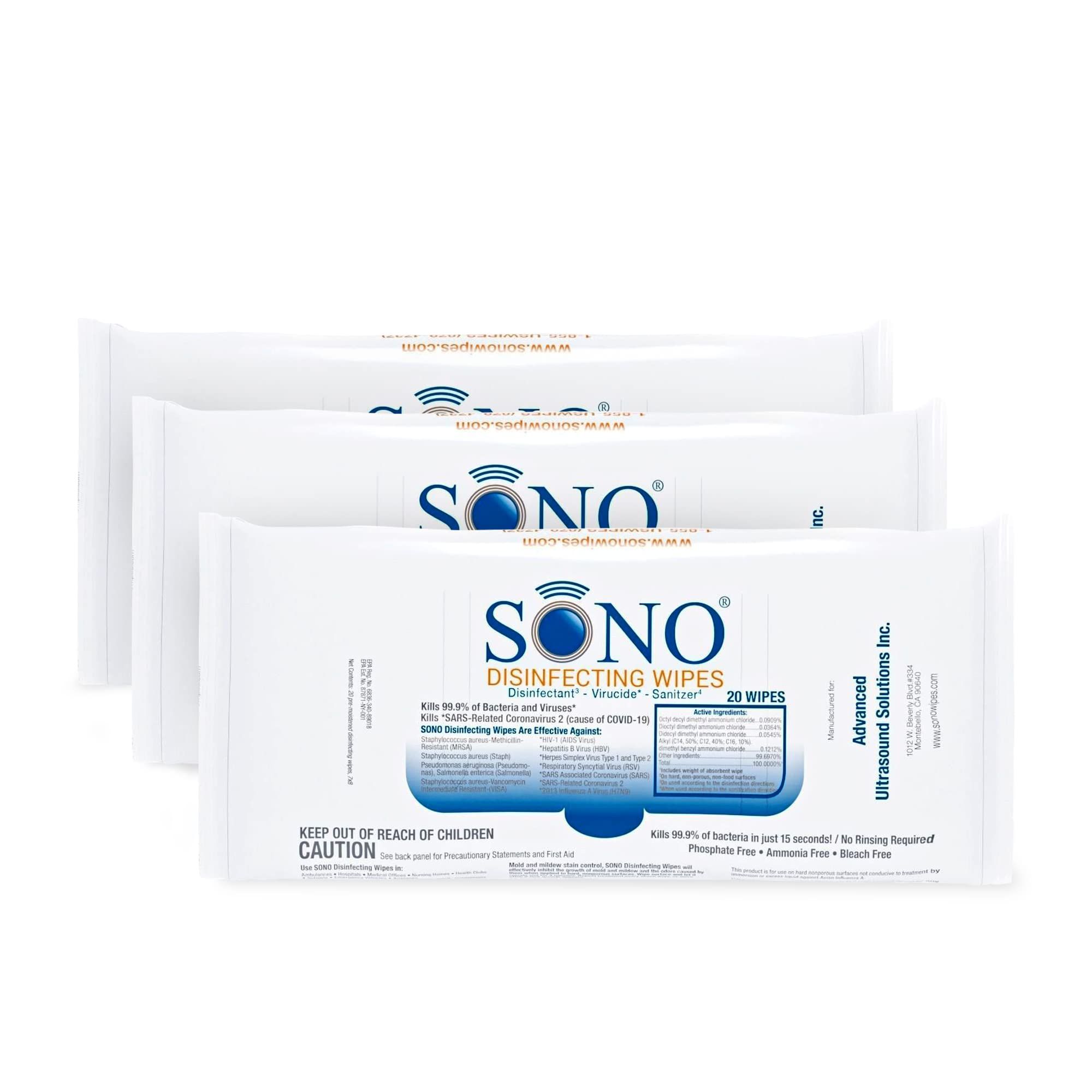 SONO Disinfecting Wipes - Travel Size Disinfectant Wipes - Medical-Grade, Alcohol-Free, No Bleach Mu | Amazon (US)