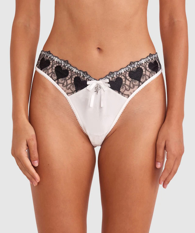 Enchanted Hopelessly Devoted High Leg G String - Ivory/Black | BRAS N THINGS 