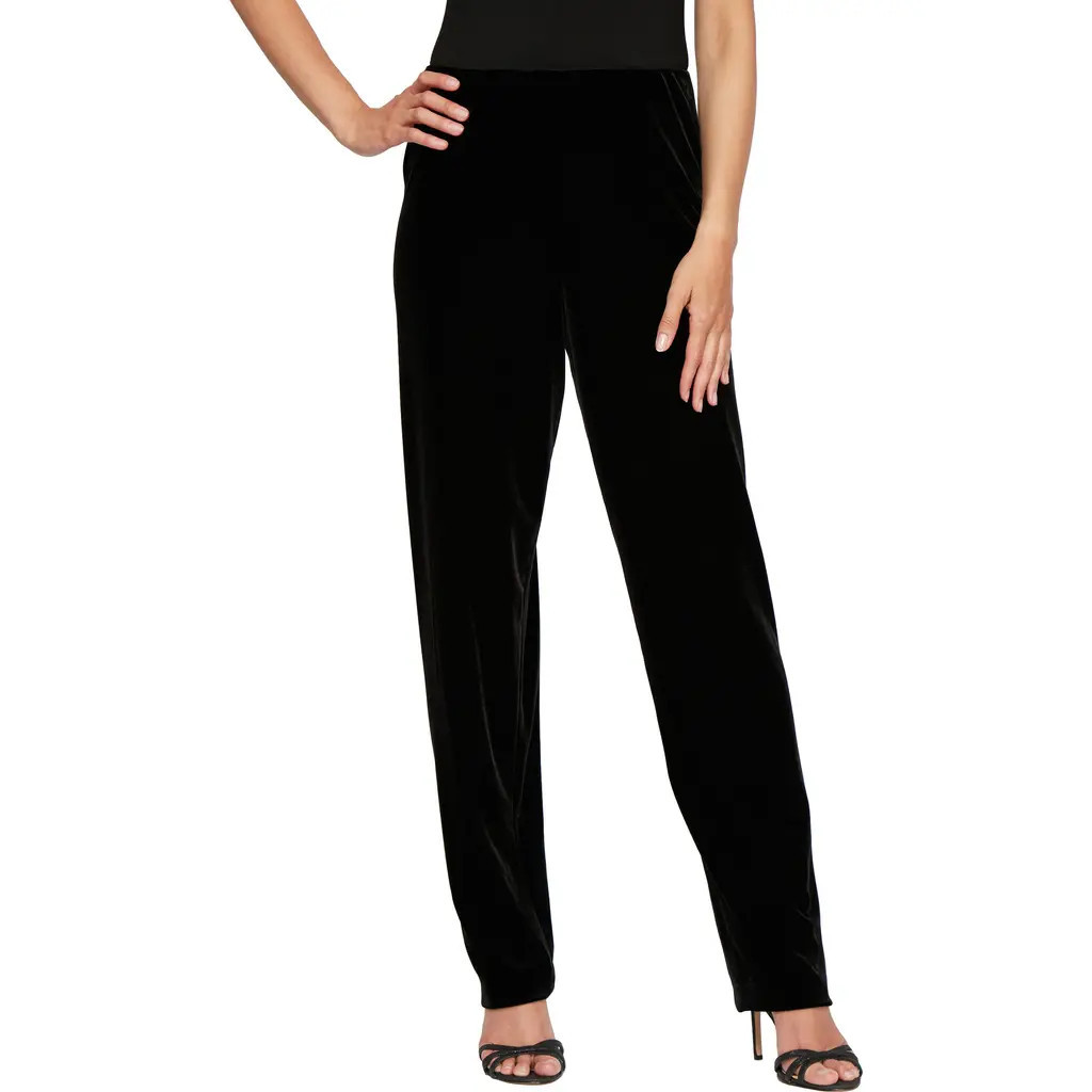 Alex Evenings Slim Velvet Pull-On Pants in Black at Nordstrom, Size Large | Nordstrom