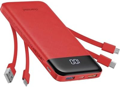 Charmast Portable Charger with Built in Cables, Power Bank with Cords Wires, Slim 10000mAh Travel... | Amazon (US)