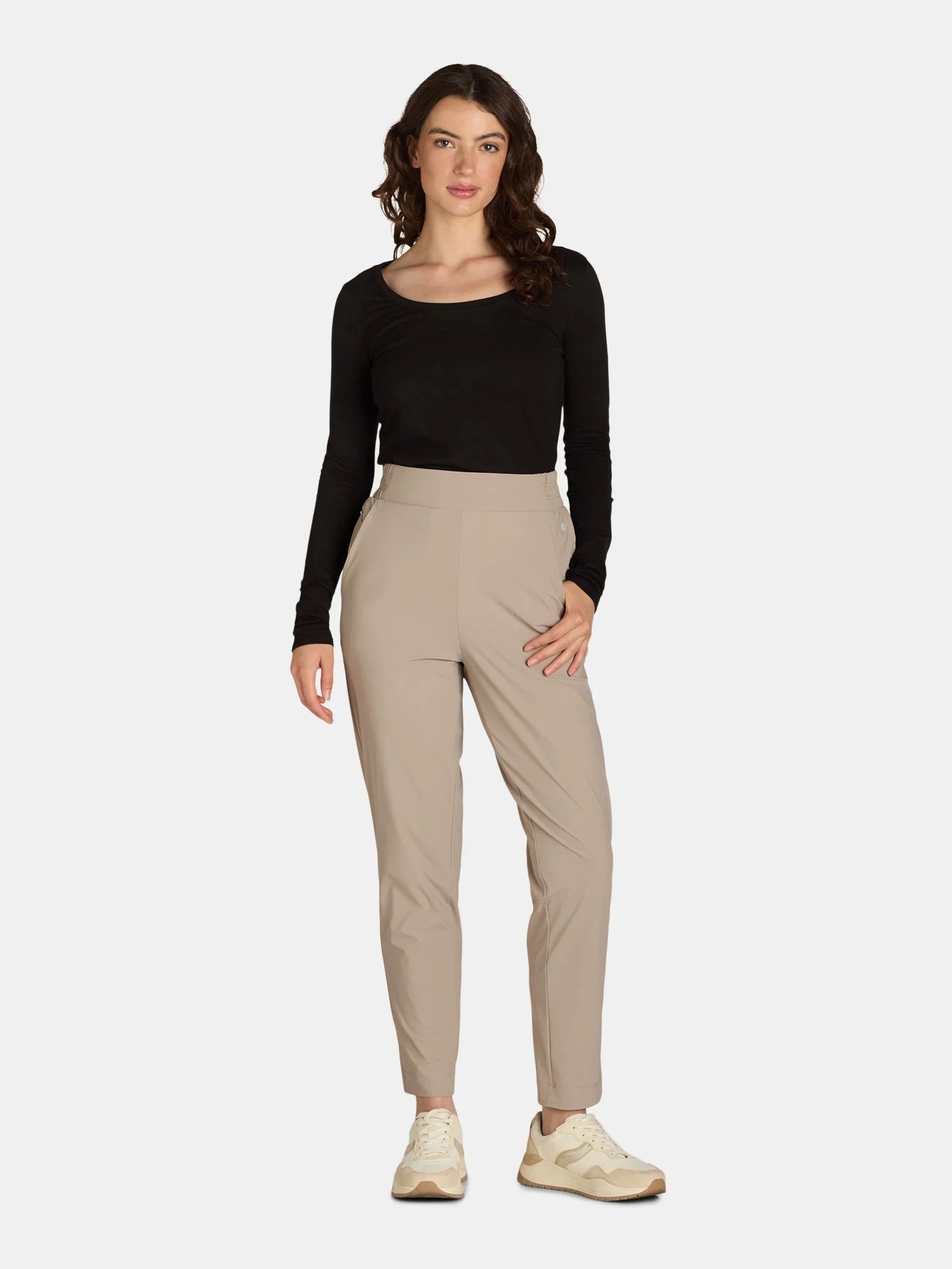 Avia Women's Knit Cinch Tricot Commuter Pants, Sizes XS-XXXL | Walmart (US)