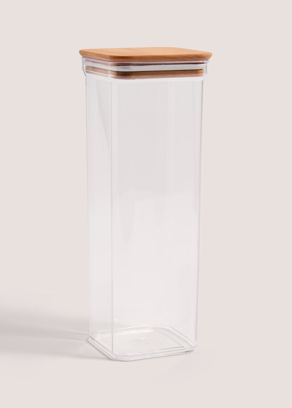 Clear Plastic Food Storage with Wooden Lid (28.5cm x 9.5cm) | Matalan (UK)