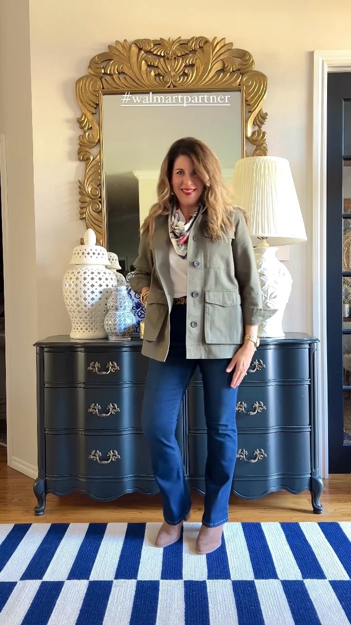 Layers are my favorite! Most styles shown are available sz. XS-XXL
Green Utility Jacket- thick denim twill type fabric, sz. M
Faux Leather Blazer- Clearance,  buttery soft! sz. L
Faux Fur Coat- runs large, wearing a sz. S but might prefer XS
Quilted Vest- my color sold out but others available. Runs large, wearing a sz. M but could have easily done a S. Love it without the belt too! 
White Ruffle Trim Blouse- sz. L
Bow Sweater- $17 super soft, cropped JR sizes XXS-4XL. Wearing sz. XL for length. 
Super High Rise Jeans- under $25, stretchy TTS
#walmartpartner #walmartfashion @walmartfashion

#LTKWorkwear #LTKOver40 #LTKFindsUnder50