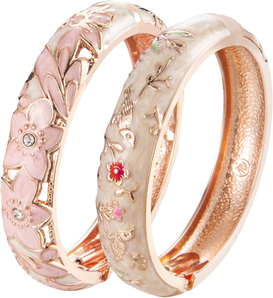 UJOY Handcraft Cloisonne Jewelry Bracelet Colorful Enamel Butterfly Flower Bird Hollowed Spring H... | Amazon (US)