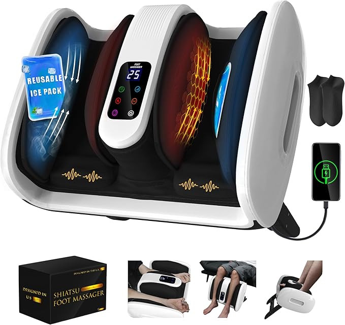 SUMELL Foot Massager with Heat & Ice Therapy-FSA HSA Eligible-Shiatsu Foot Massager for Neuropath... | Amazon (US)