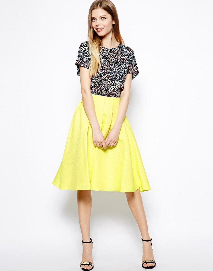 ASOS Midi Skirt In Bright Jacquard | ASOS UK
