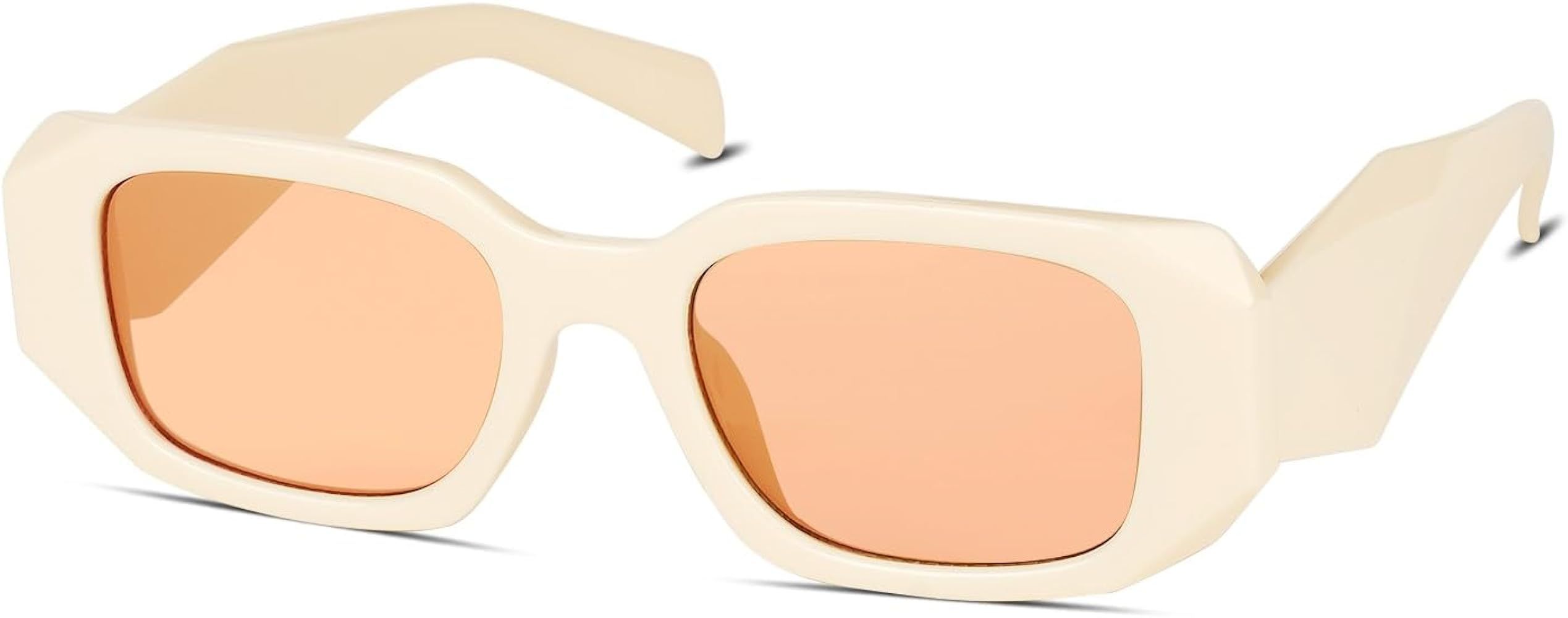 Hanj Retro Rectangle Sunglasses for Women Men Trendy Vintage 90s Designer Glasses Fashion Thick F... | Amazon (US)