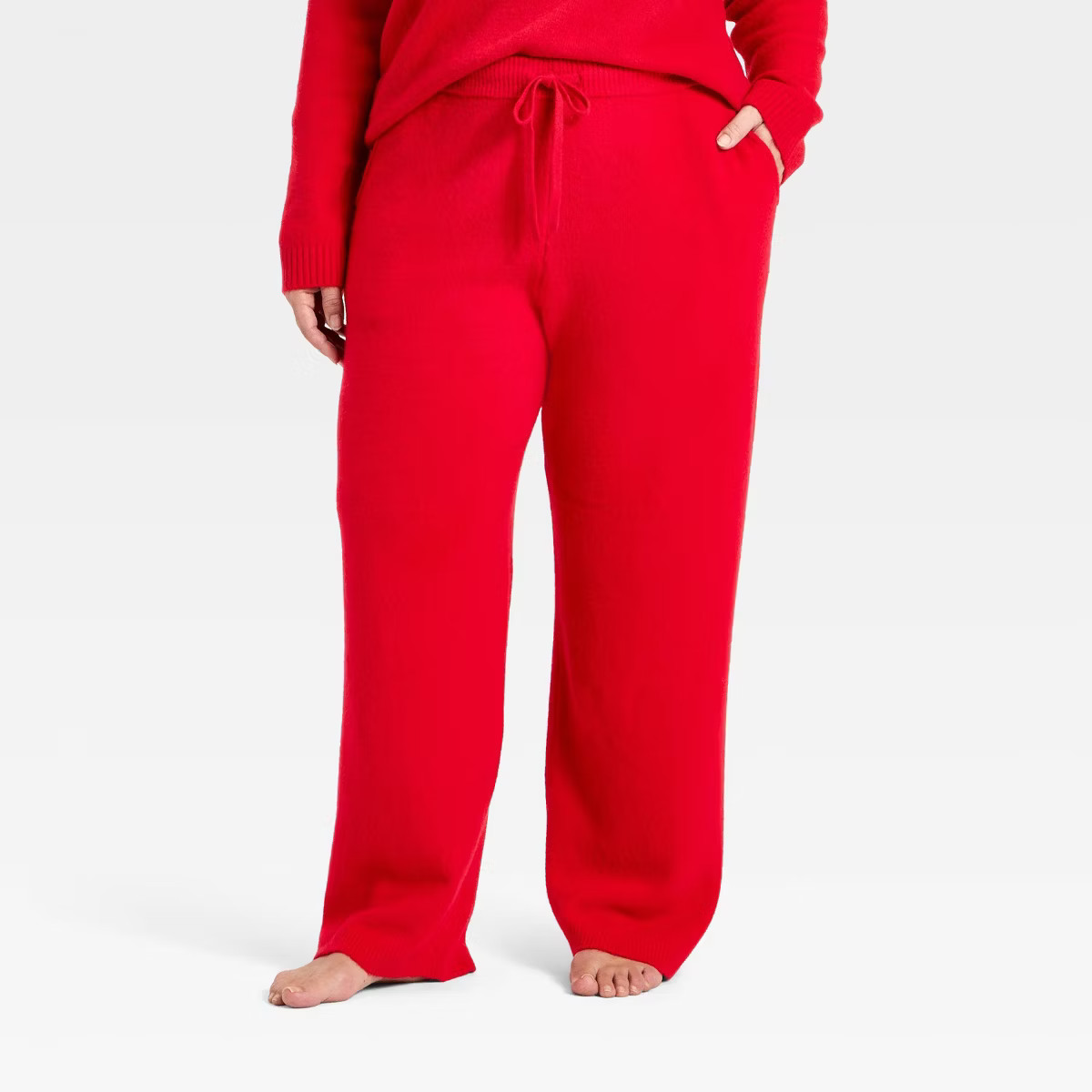 Women's Mid-Rise Cozy Knit Ankle Pull-On Pants - Universal Thread™ Red | Target