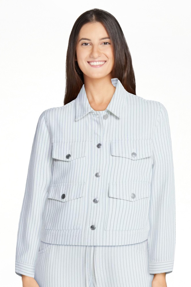 Free Assembly Women's Striped Denim Jacket, Sizes XS-XXL | Walmart (US)