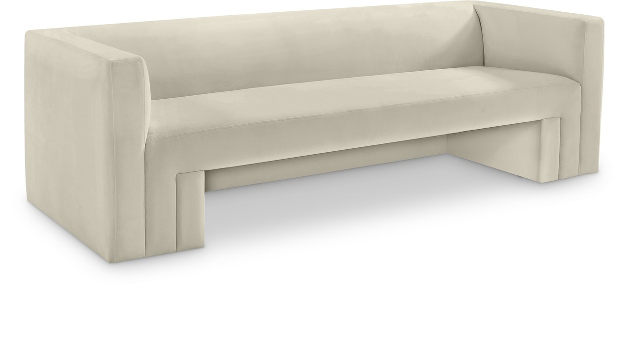 Henson Velvet Sofa In Cream | 1stopbedrooms