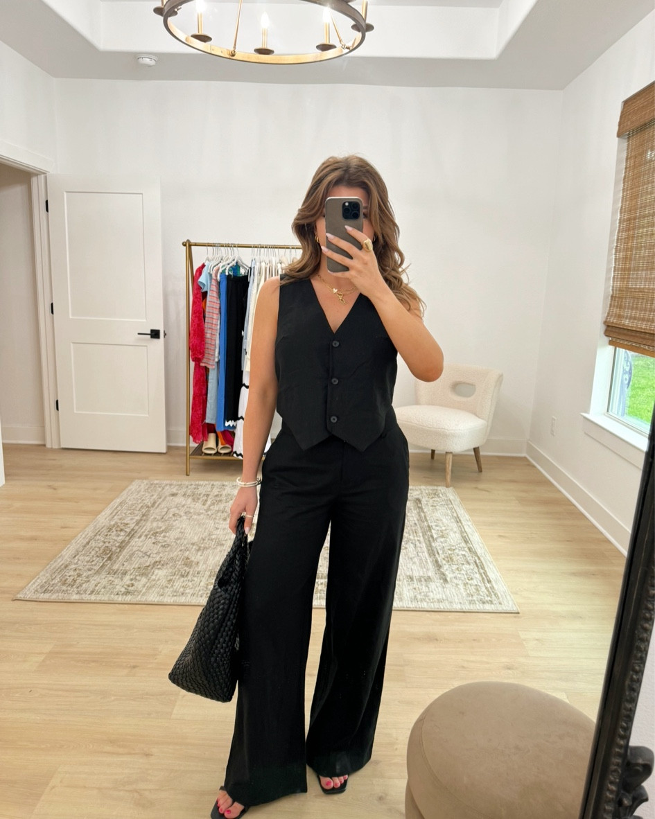 WALMART OOTD 🖤 wearing my regular size small in the vest (fits tts) and size 4 in the wide-leg pants-both come in multiple colors! 

Walmart Outfit, Spring Outfit, Walmart Style, Walmart Fashion, Walmart Partner, Walmart Finds, Walmart OOTD, Spring OOTD, Madison Payne

#LTKstyletip #LTKworkwear #LTKSeasonal