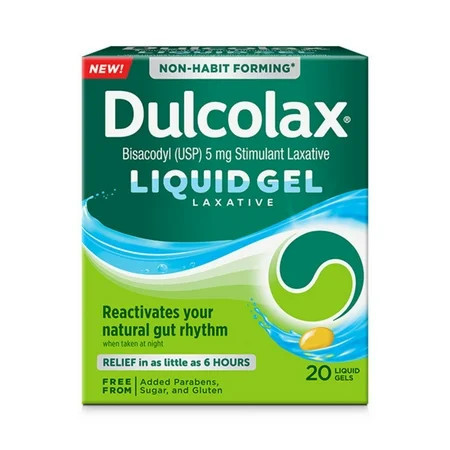 Dulcolax Stimulant Laxative Liquid Gels, Predictable & Effective Constipation Relief, Relieves Constipation Related Symptoms, Bisacodyl 5 mg, No Added Parabens, Gluten-Free & Sugar-Free, 20-Count | Walmart (US)