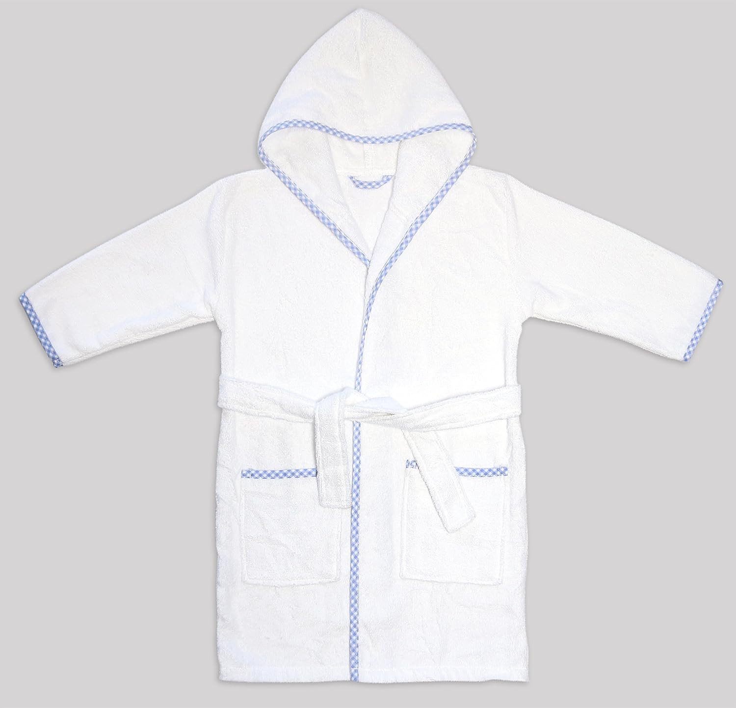 Prince George Style Kids Bathrobe. Luxury Kids Hooded Bathrobe White and Blue Checkered Binding F... | Amazon (US)