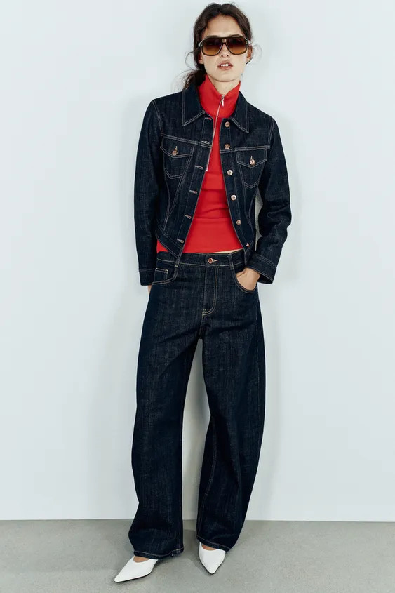 Z1975 HIGH-RISE BARREL JEANS WITH BACK EMBROIDERY | Zara Canada