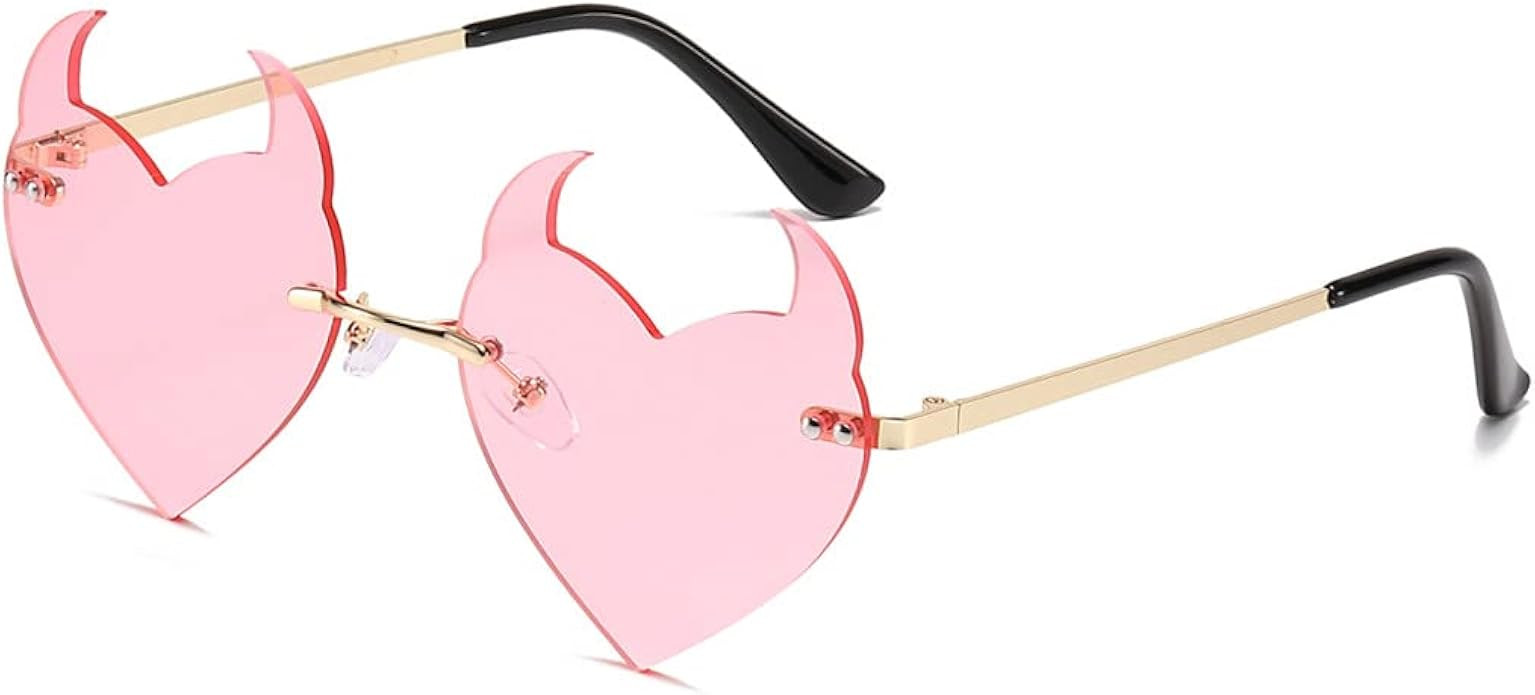 Devil Horns Sunglasses for Women Men Fire Flame Demon Shaped Glasses Metal Frameless Prom Party H... | Amazon (US)