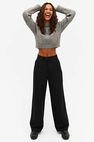 Black wide leg trousers | Monki