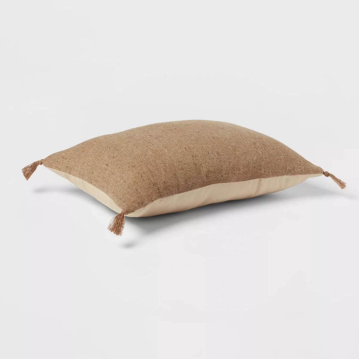 Oblong Traditional Tweed Decorative Throw Pillow Natural Brown - Threshold™ | Target