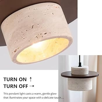 Large Wabi Sabi Pendant Light 9.85in Nordic Chandeliers with Natural Stone Shade Simple Hanging L... | Amazon (US)