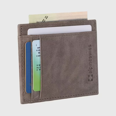 Alpine Swiss Mens RFID Wallet | Slim Minimalist Front Pocket ID Card Case | Genuine Leather | 4 Card Slots | RFID Blocking | Target