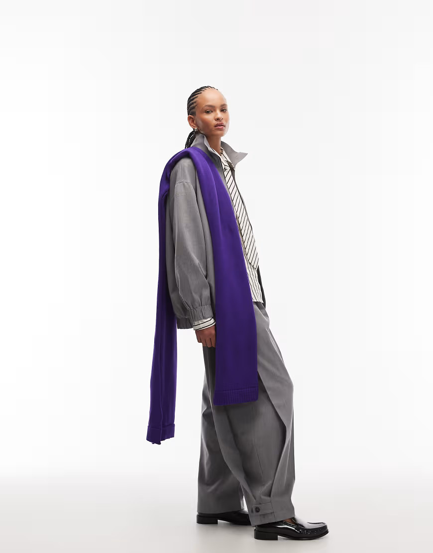 ASOS DESIGN tailored side pleat trouser in charcoal-Grey | ASOS (Global)