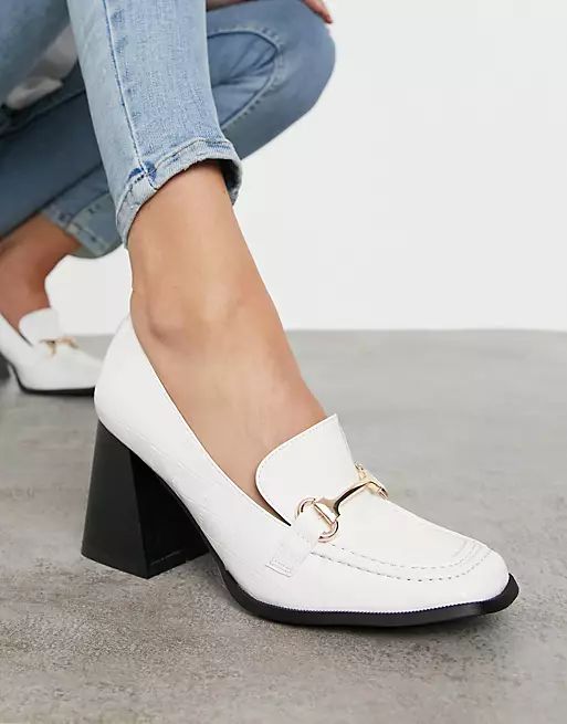 RAID Oregon heeled loafers in white patent croc | ASOS (Global)