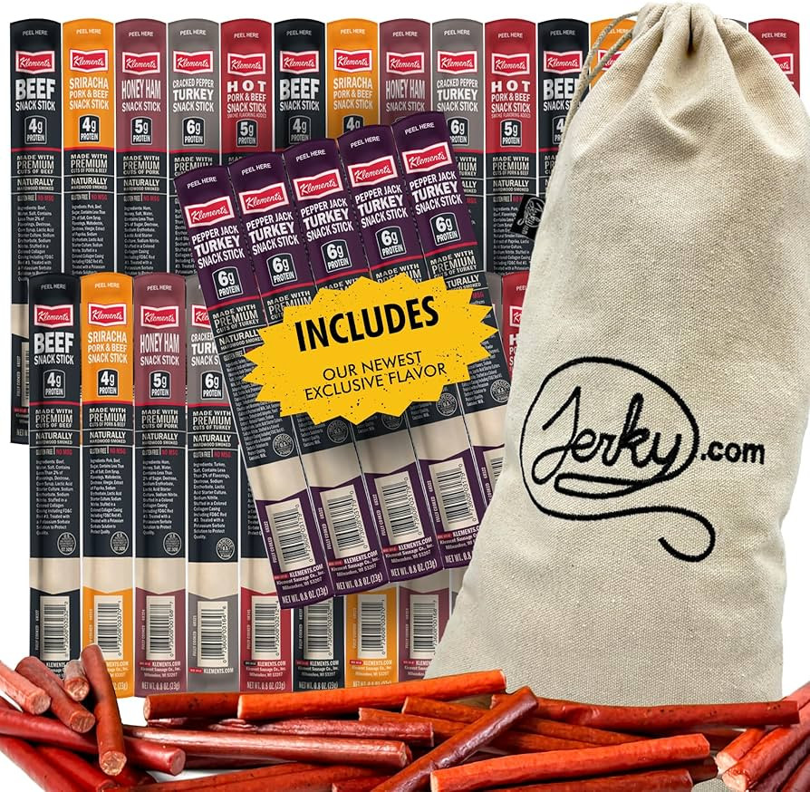 Jerky.com Jerky Gift Basket for Men | 30 Piece Meat Sticks Sampler with Beef Sticks, Pork, Ham, S... | Amazon (US)