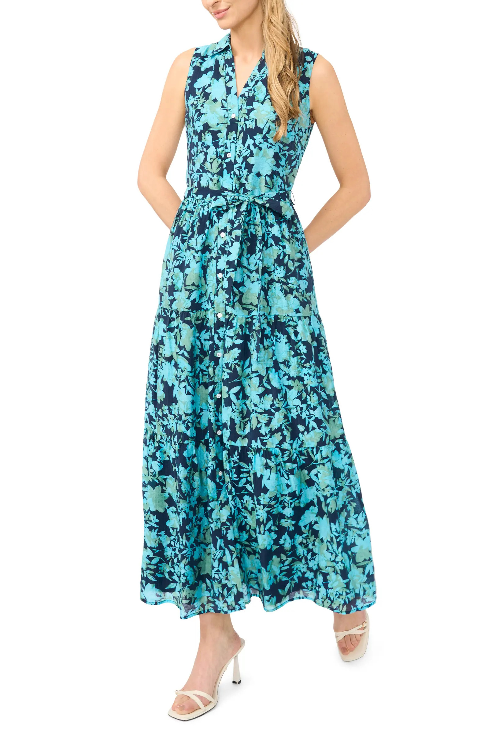 CeCe Floral Sleeveless Maxi Shirtdress | Nordstrom | Nordstrom