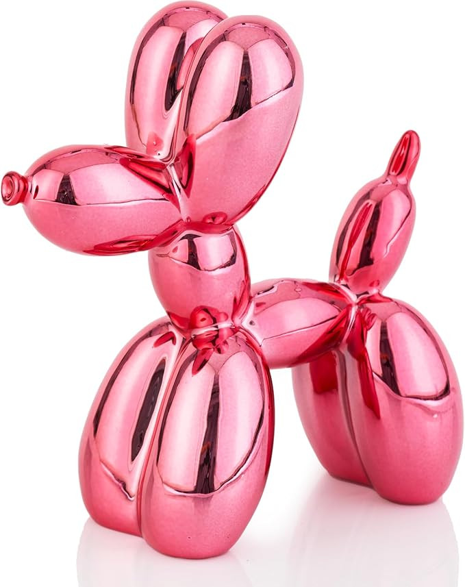 Shiny Pink Balloon Dog Statue Decor, 4 inch Small Knick Knacks Balloon Dog Animal for Desk Shelf ... | Amazon (US)
