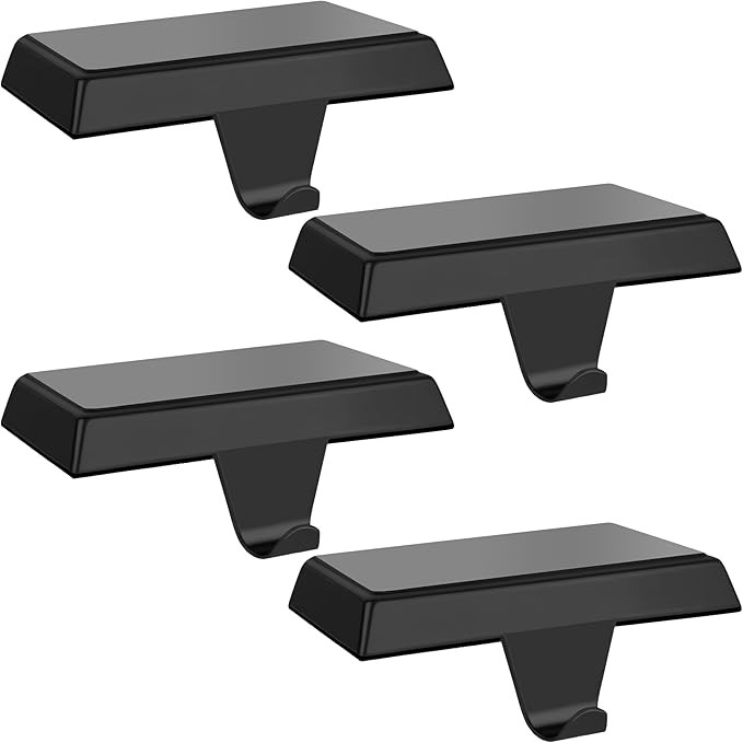 Palonu 4 Pcs Christmas Black Stocking Holders, Heavy Duty Mantle Hangers with Non-Slip Pad, Weigh... | Amazon (US)