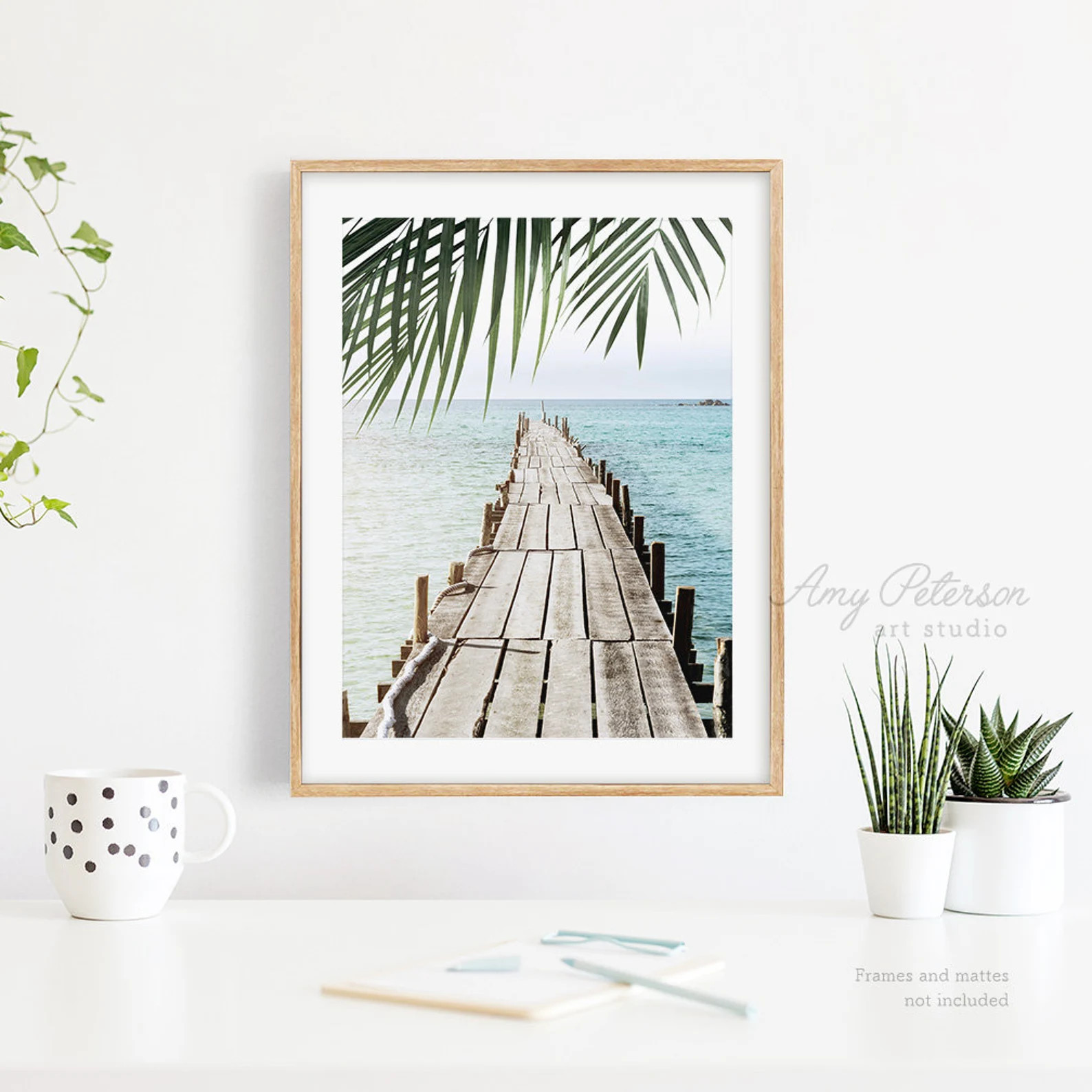 Tropical Pier with Palm Leaves Ocean Pier Beach Pier Wood | Etsy | Etsy (US)