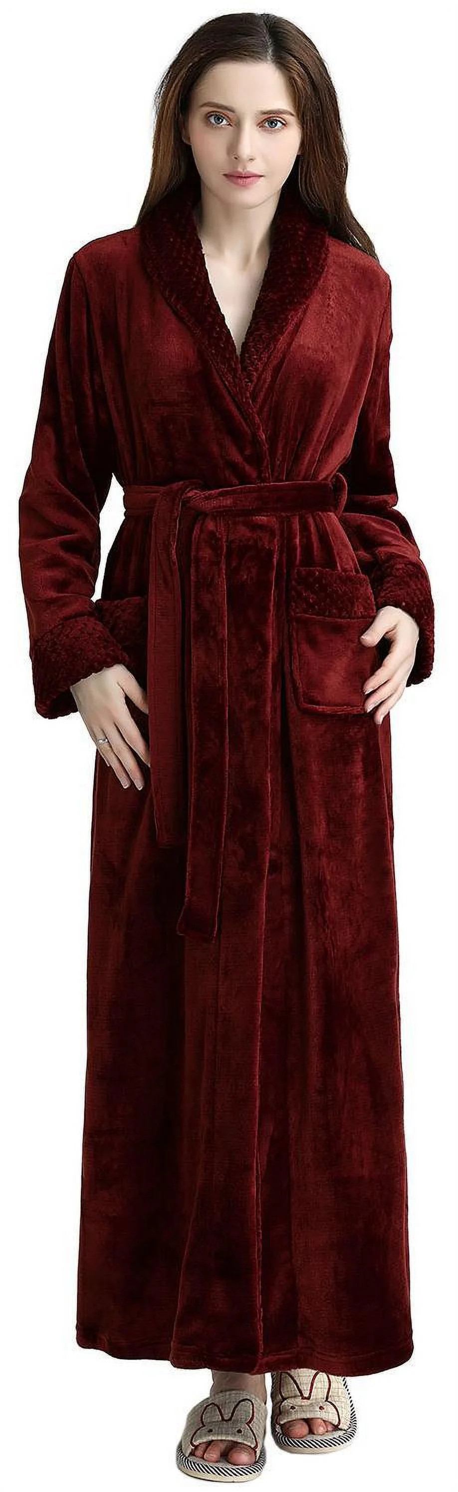 Robes for Women, LOFIR Long Womens Robes, Soft Fluffy Fleece Bath Robe with Front Pocket, Winter ... | Walmart (US)