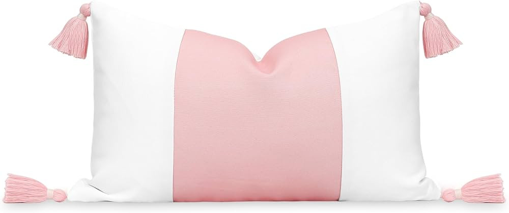 Hofdeco Premium Coastal Patio Indoor Outdoor Lumbar Pillow Cover Only, 12"x20" Water Repellent fo... | Amazon (US)