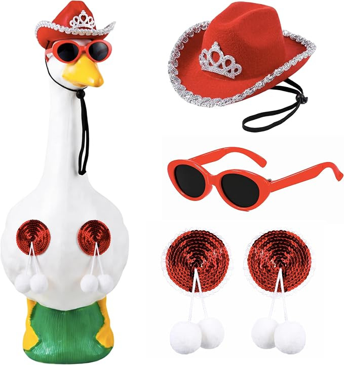Funny Porch Goose Summer Bikini, Sunglasses & Tassel Skirt - Fits 17'' and 24'' Lawn Geese - Yard... | Amazon (US)