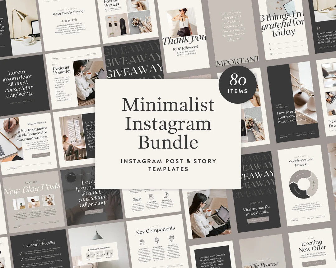 Minimalist Instagram Template Bundle  Canva Instagram - Etsy | Etsy (US)