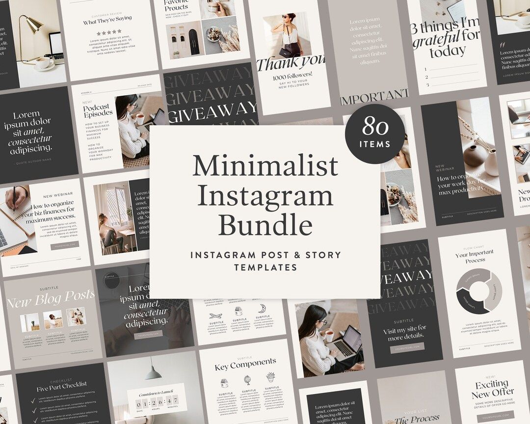 Minimalist Instagram Template Bundle  Canva Instagram - Etsy | Etsy (US)