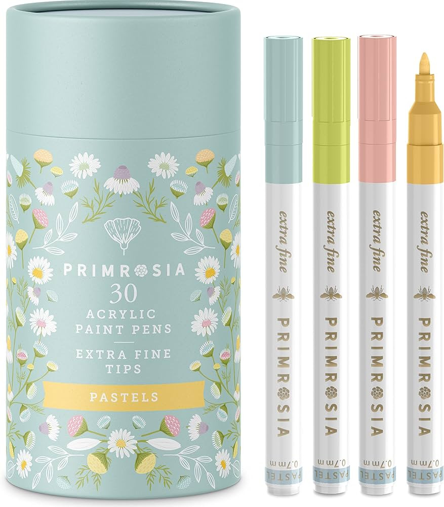 Primrosia 30 Pastel Acrylic Paint Pens – Extra Fine Tip Marker Set. Art supplies for Bullet Jou... | Amazon (US)