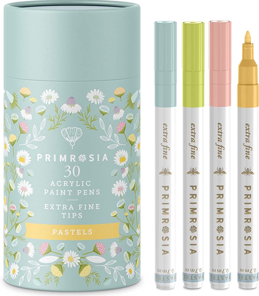 Primrosia 30 Pastel Acrylic Paint Pens – Extra Fine Tip Marker Set. Art supplies for Bullet Jou... | Amazon (US)