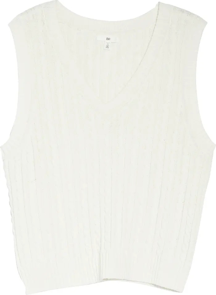 Cable Knit Cotton & Recycled Polyester Sweater Vest | Nordstrom
