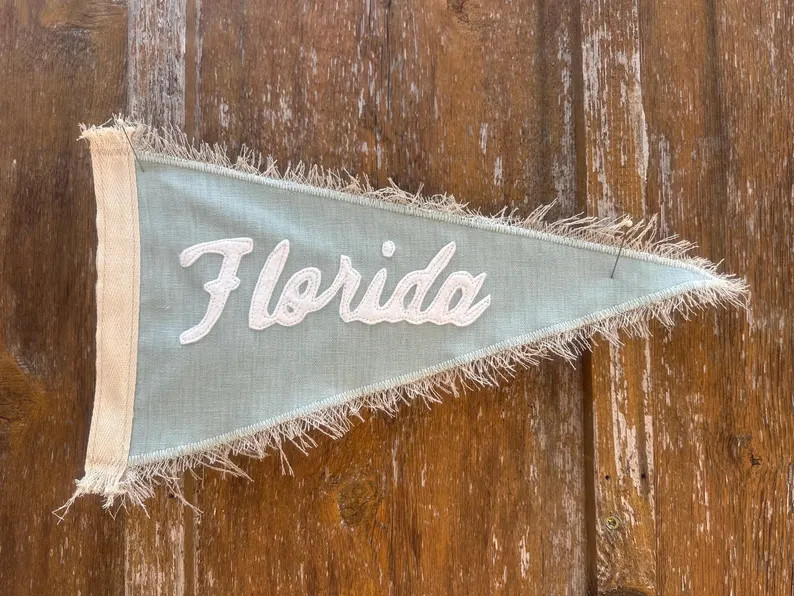 Vintage Inspired Florida Pennant: Linen & Felt Script | Etsy (Global)